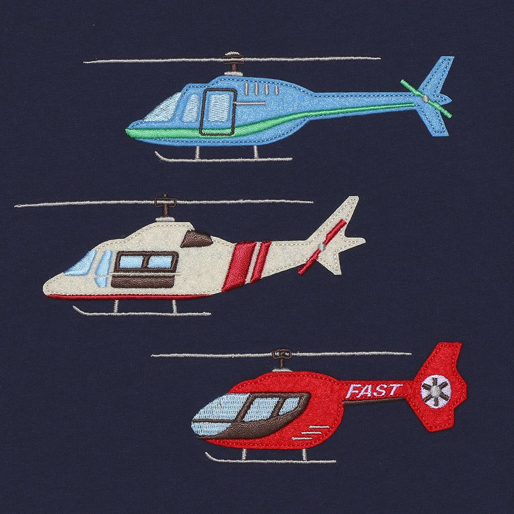 100 % cotton helicopter emblem T -shirt Navy Design point 1