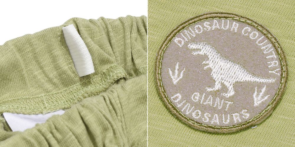100 % cotton dinosaur logo embroidery emblem shorts Khaki Design point 1