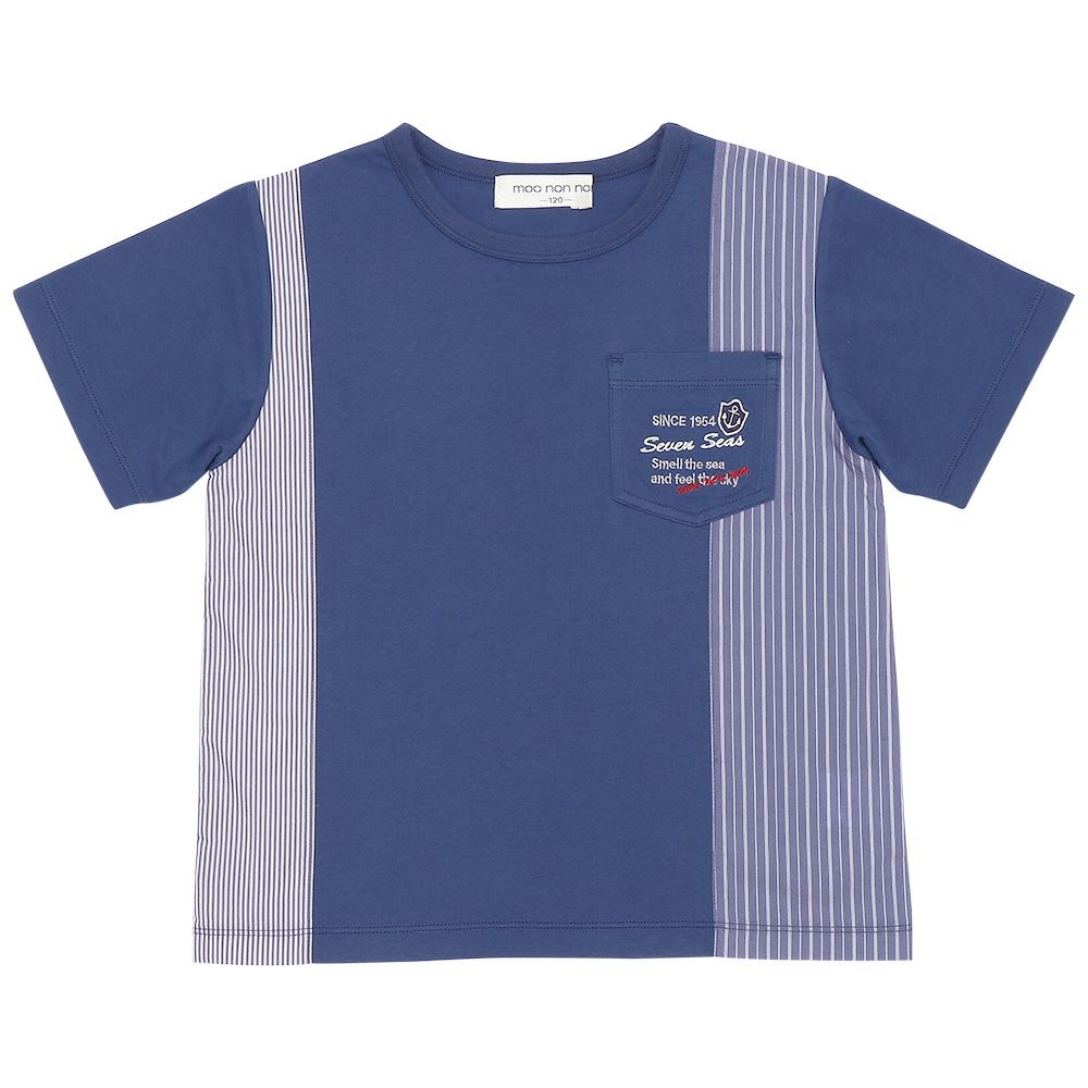 100 % cotton striped pattern T -shirt Navy front