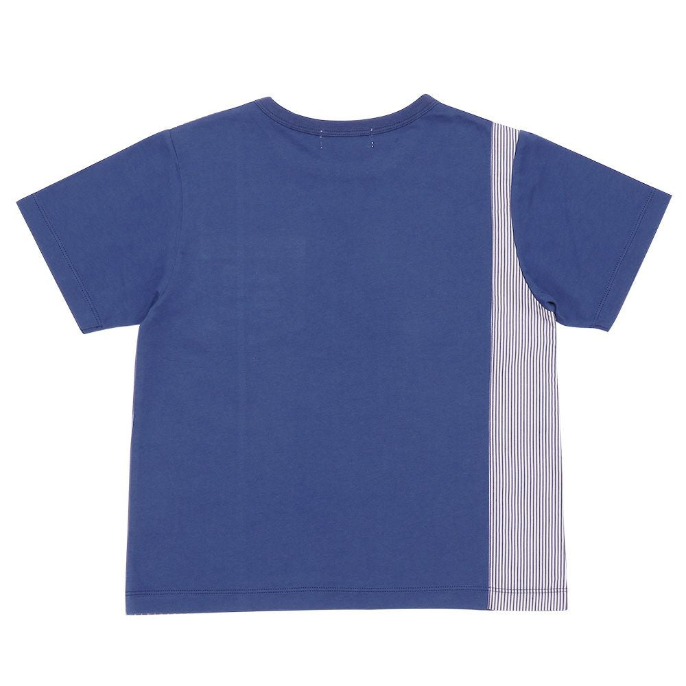 100 % cotton striped pattern T -shirt Navy back