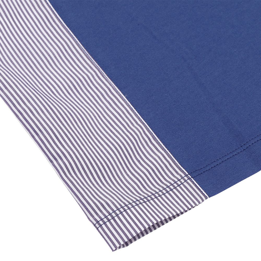 100 % cotton striped pattern T -shirt Navy Design point 2