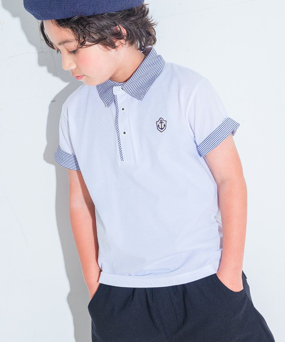 100 % cotton Children's clothes Kids Kids Junior Cotton Stripe Logo Wappen Te Shirt with Collar  MainImage