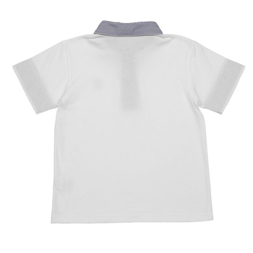100 % cotton Children's clothes Kids Kids Junior Cotton Stripe Logo Wappen Te Shirt with Collar Off White back