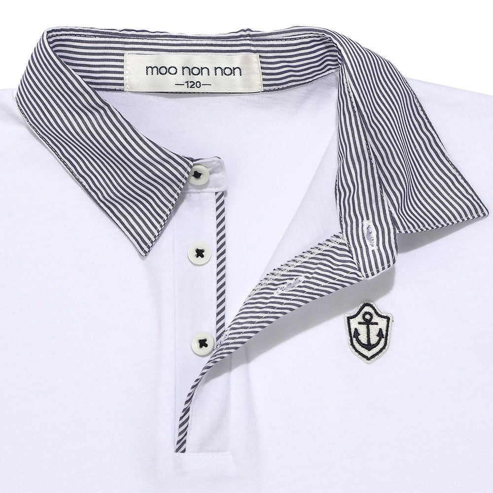 100 % cotton Children's clothes Kids Kids Junior Cotton Stripe Logo Wappen Te Shirt with Collar Off White Design point 1