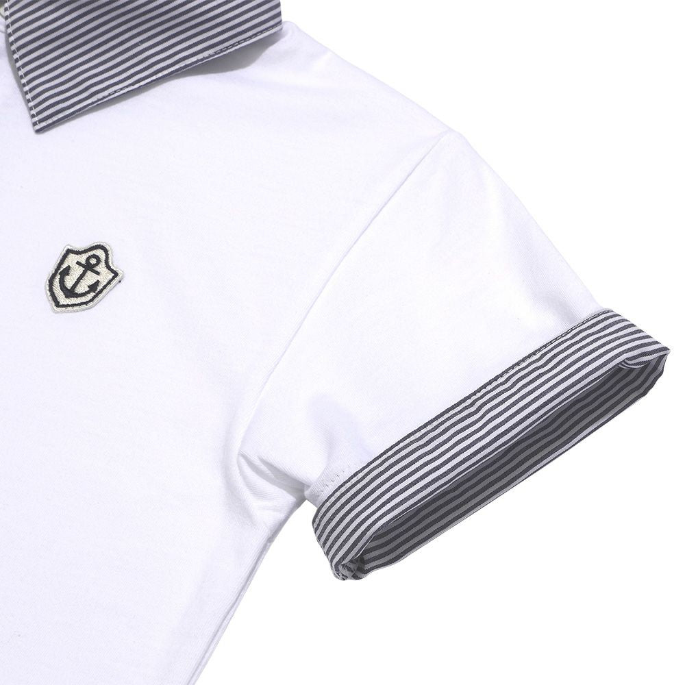 100 % cotton Children's clothes Kids Kids Junior Cotton Stripe Logo Wappen Te Shirt with Collar Off White Design point 2