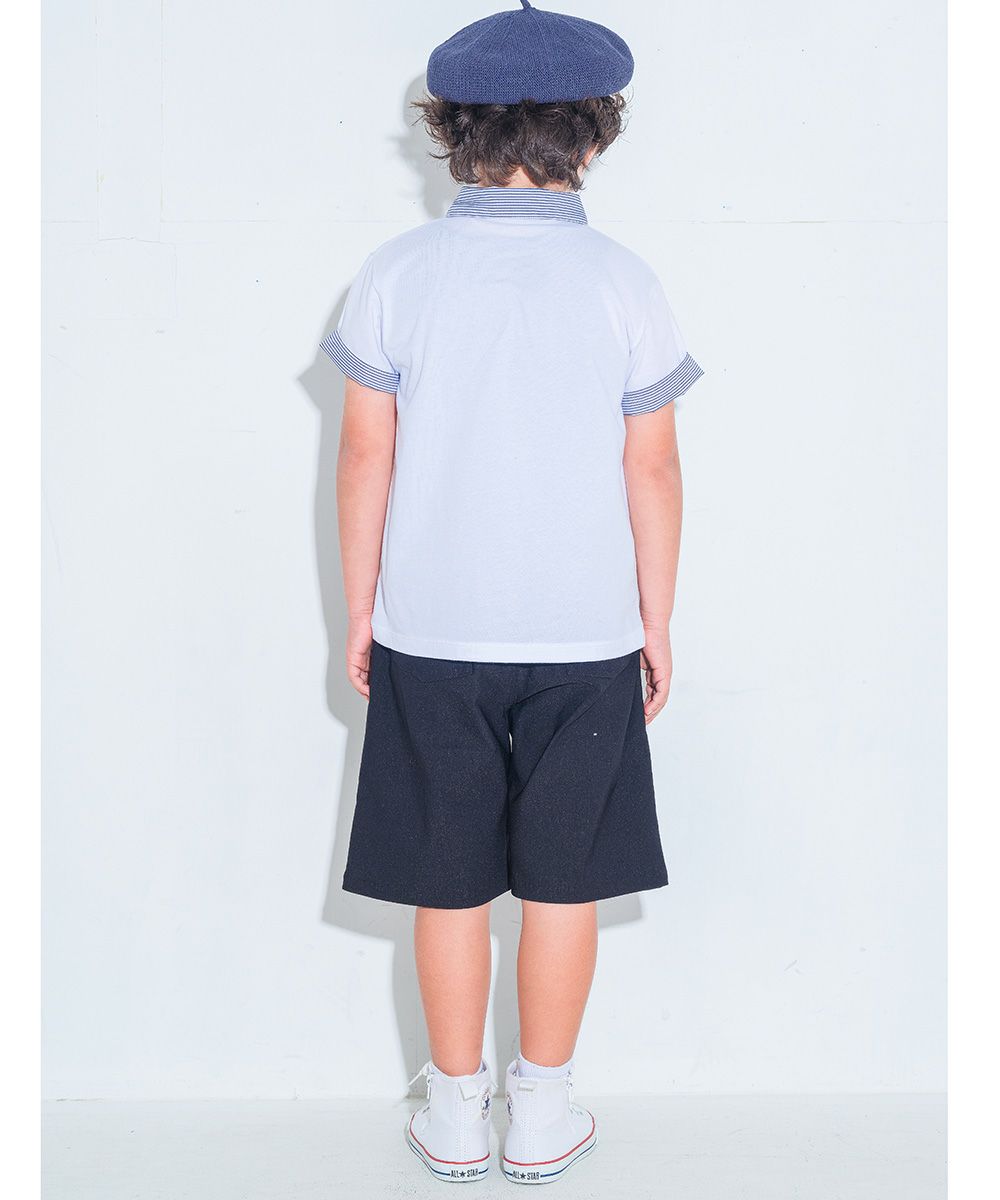 100 % cotton Children's clothes Kids Kids Junior Cotton Stripe Logo Wappen Te Shirt with Collar Off White model image 3