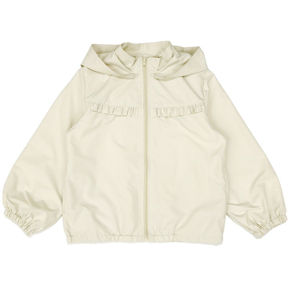Food removable frill hoodie Beige front