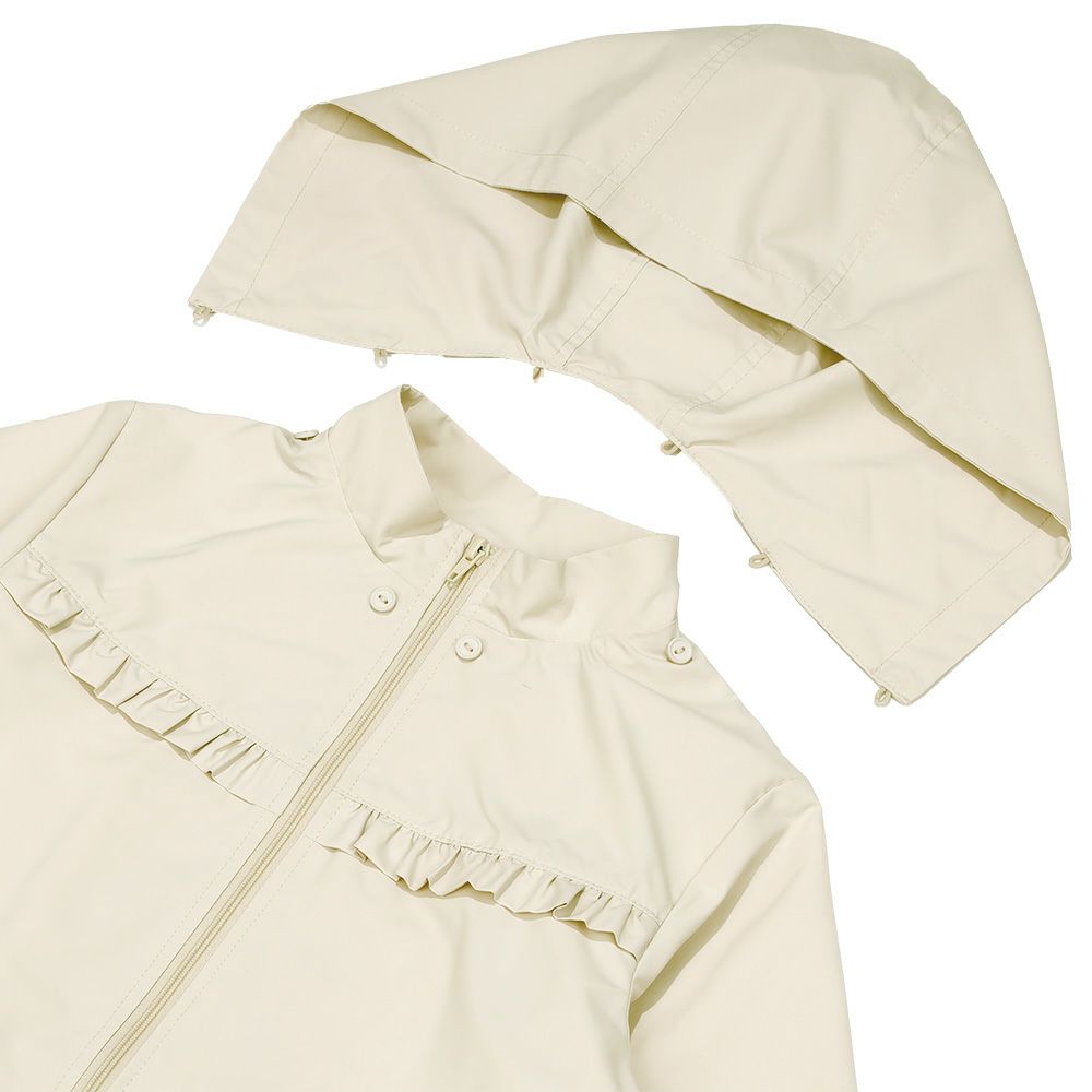 Food removable frill hoodie Beige Design point 2