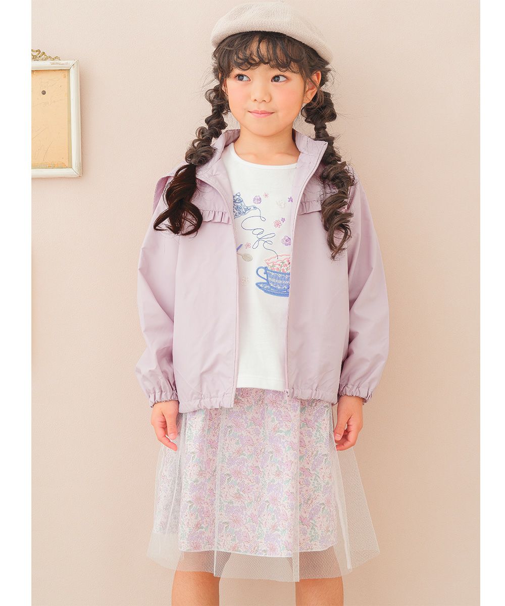 Food removable frill hoodie Purple model image up