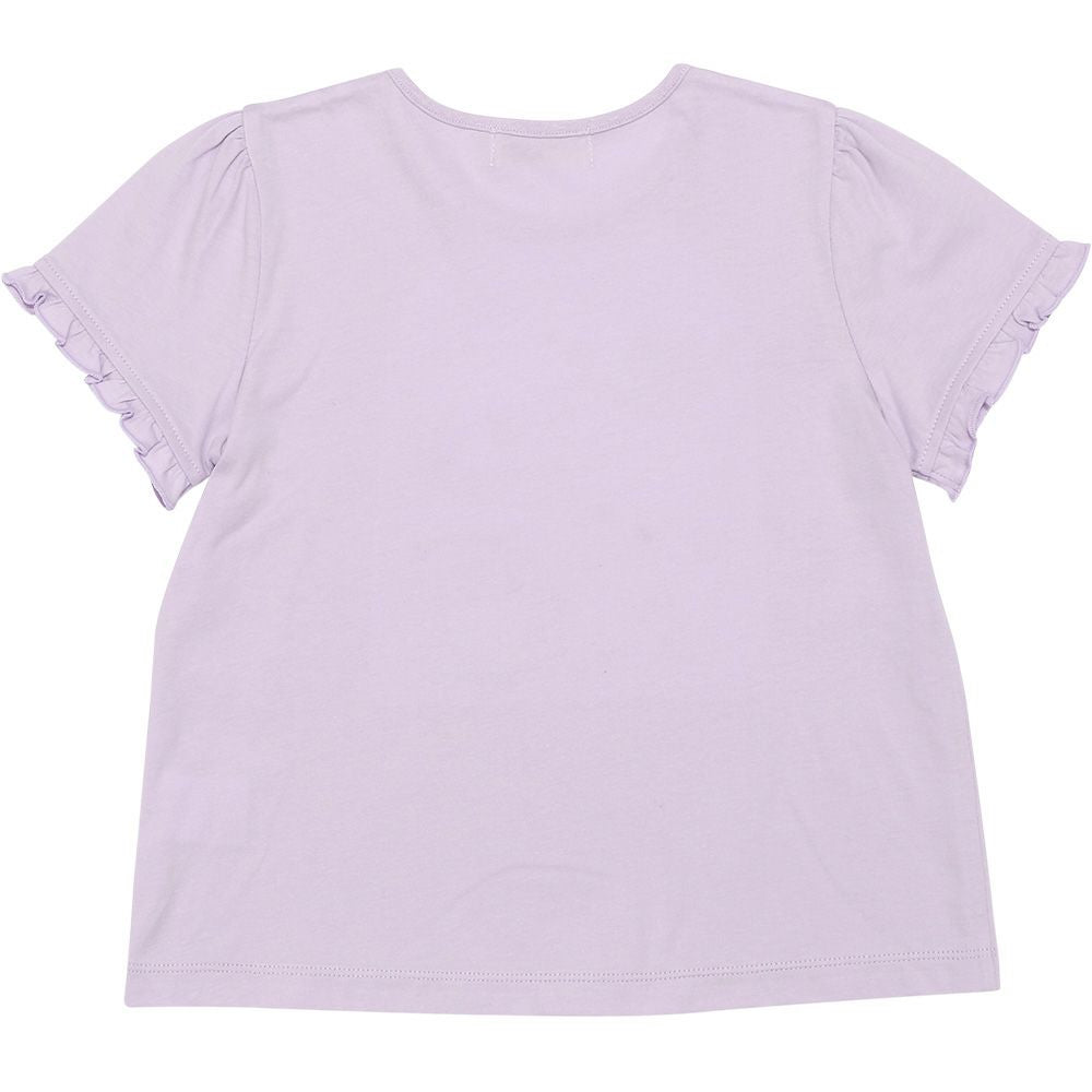 100 % cotton tea cup embroidery T -shirt Purple back
