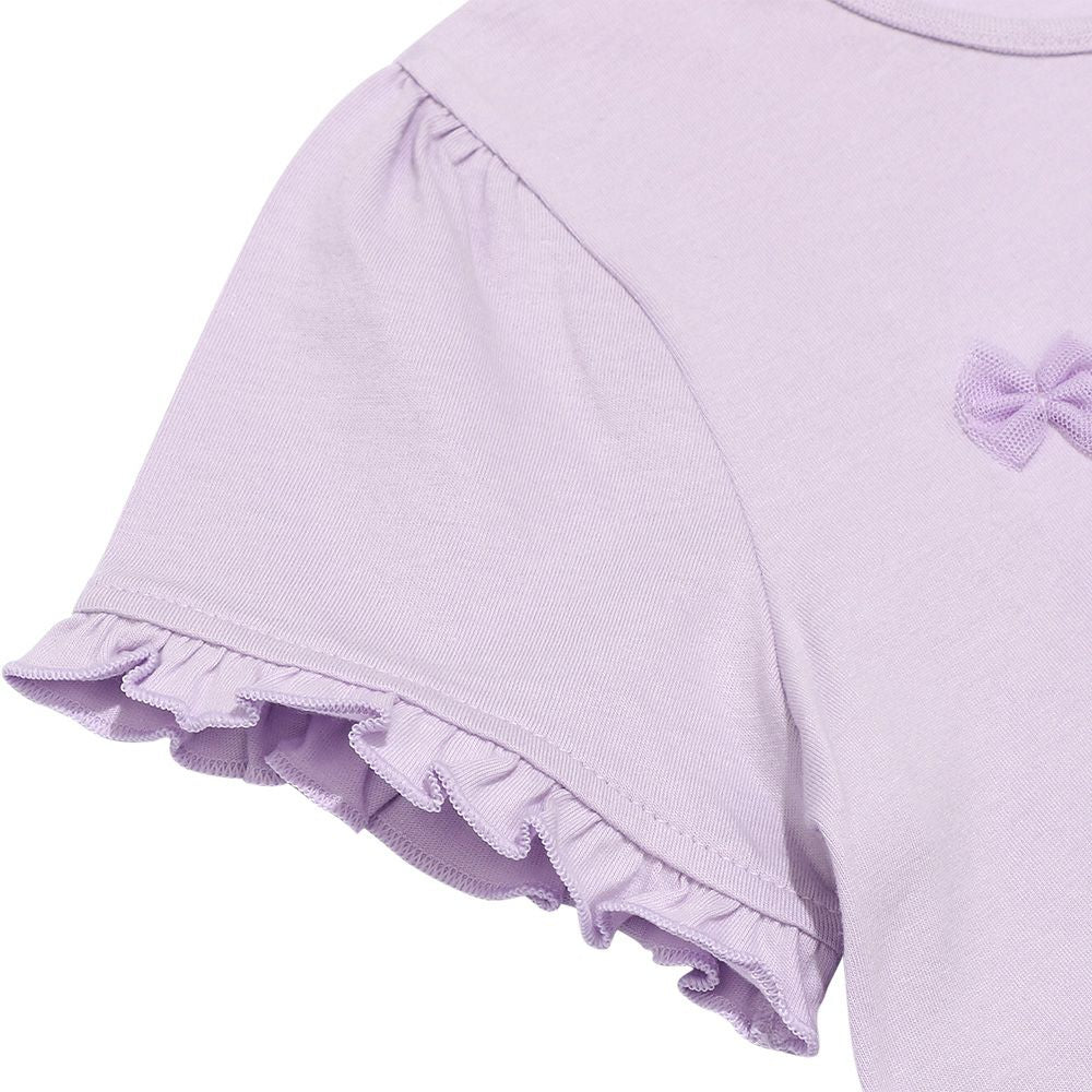 100 % cotton tea cup embroidery T -shirt Purple Design point 2