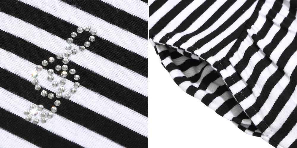 100 % cotton border ribbon note embroidery dress White/Black Design point 1