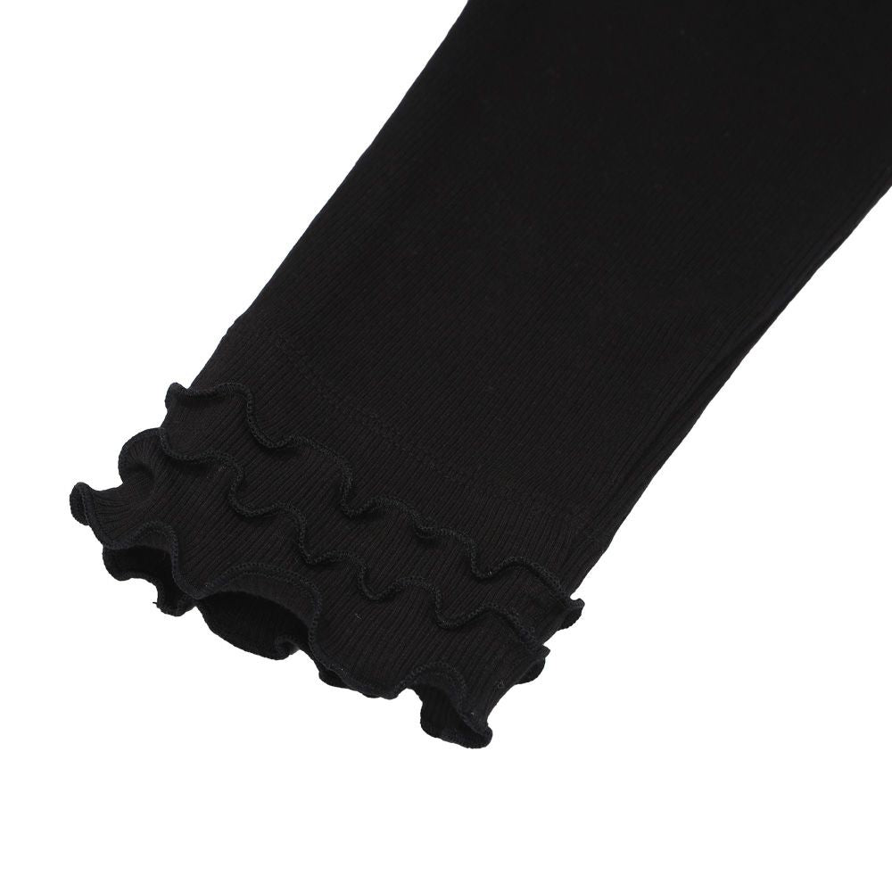 Frill 7 minutes length leggings Black Design point 1