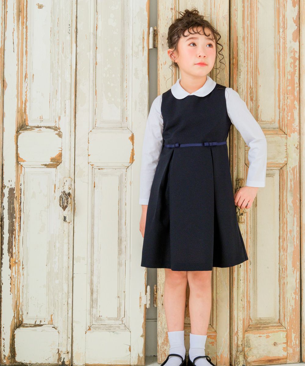 Dress with ribbon made in Japan Navy model image 1