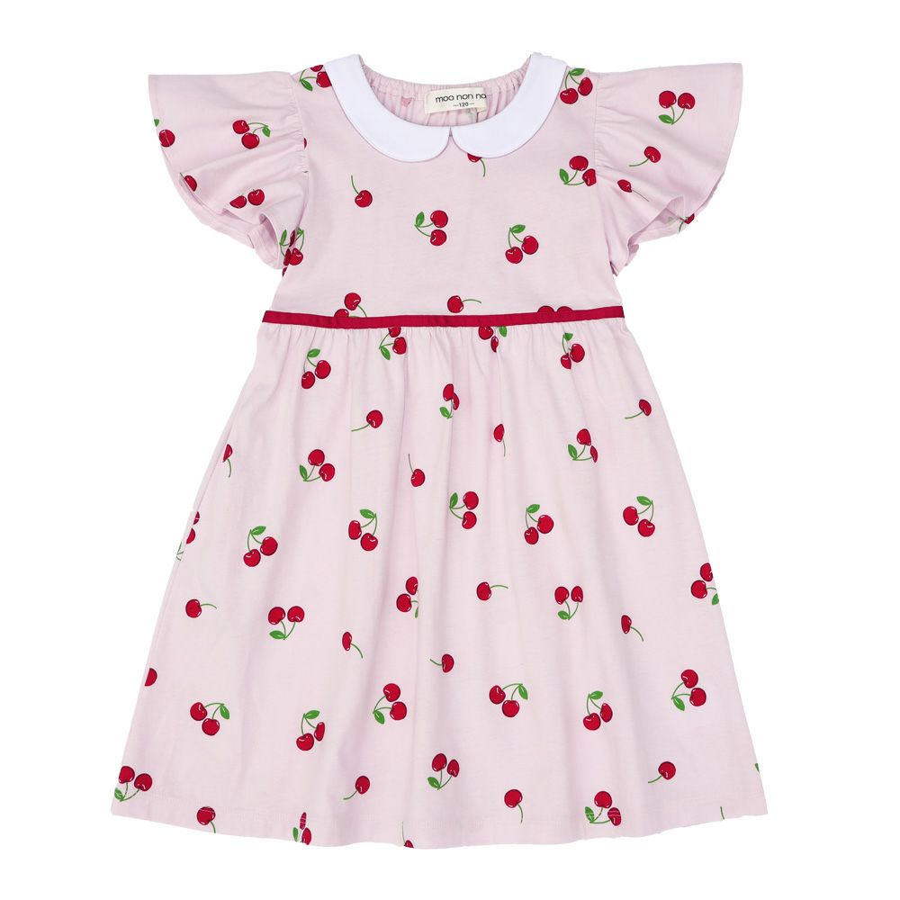 Cherry with collar dress Pink front