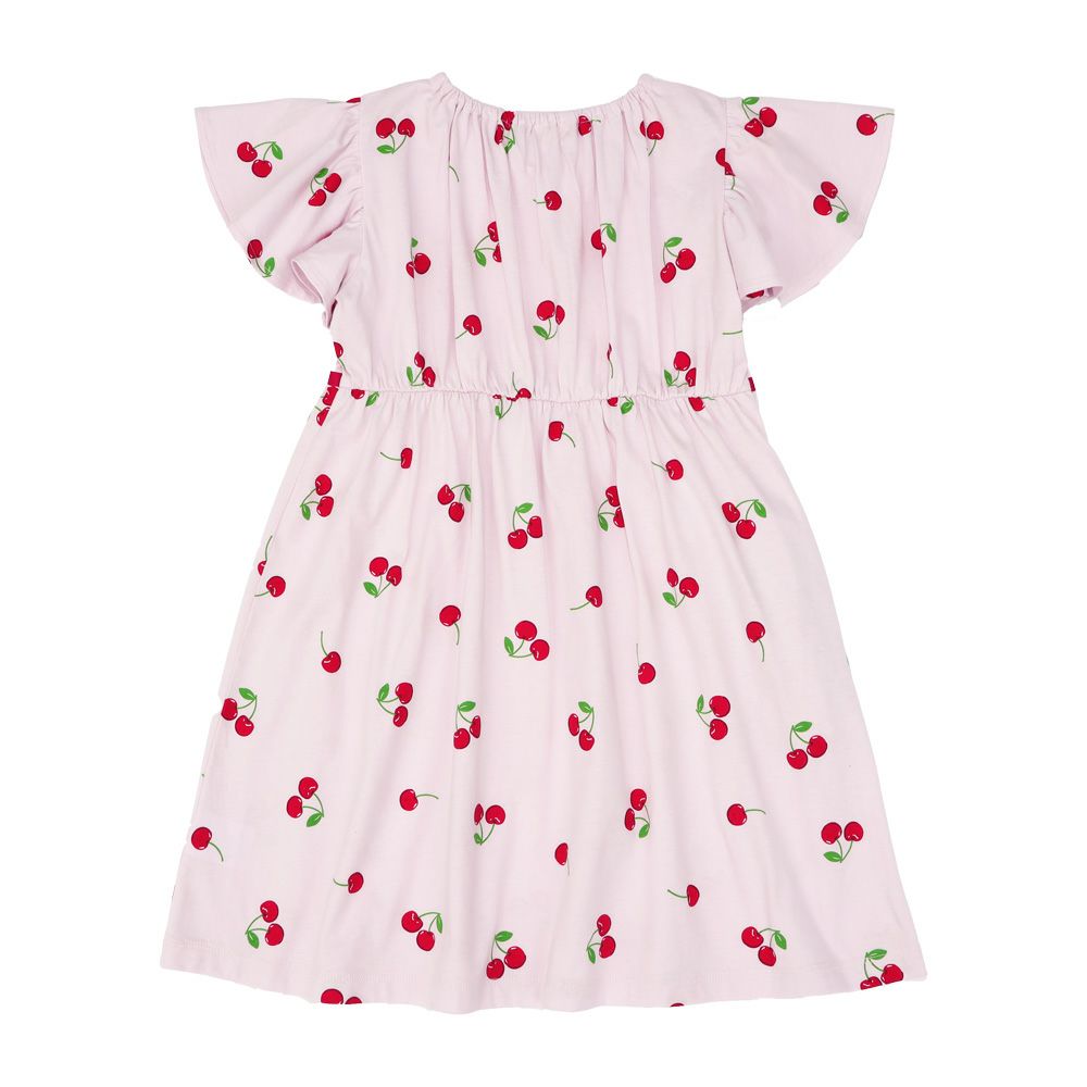 Cherry with collar dress Pink back