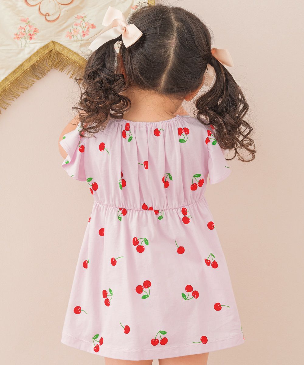 Cherry with collar dress Pink model image whole body