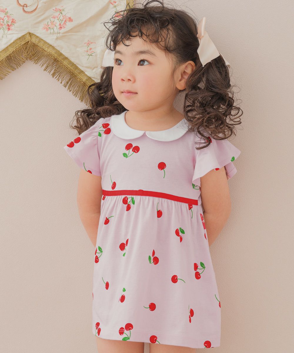 Cherry with collar dress Pink model image 1