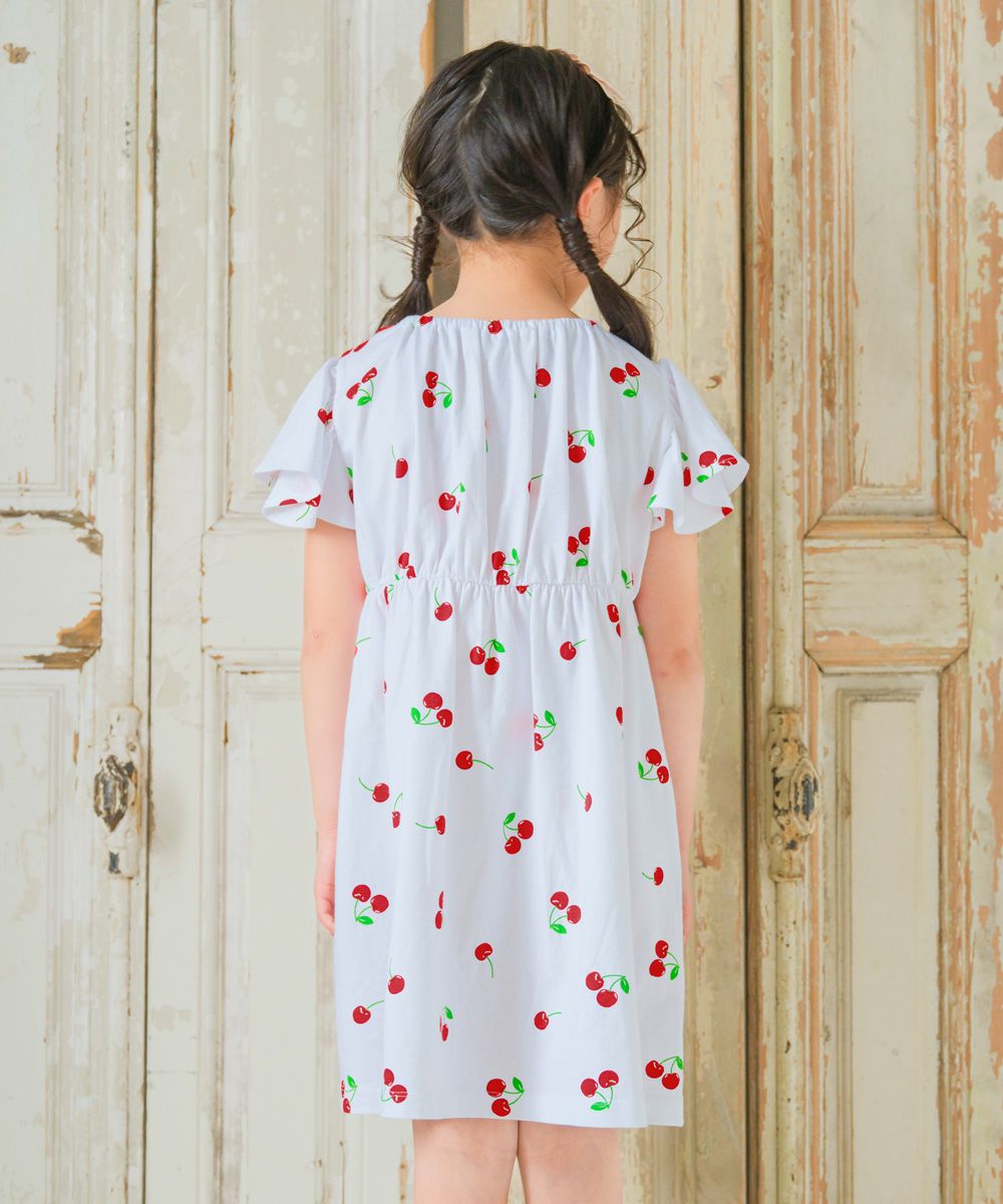 Cherry with collar dress Off White model image 2