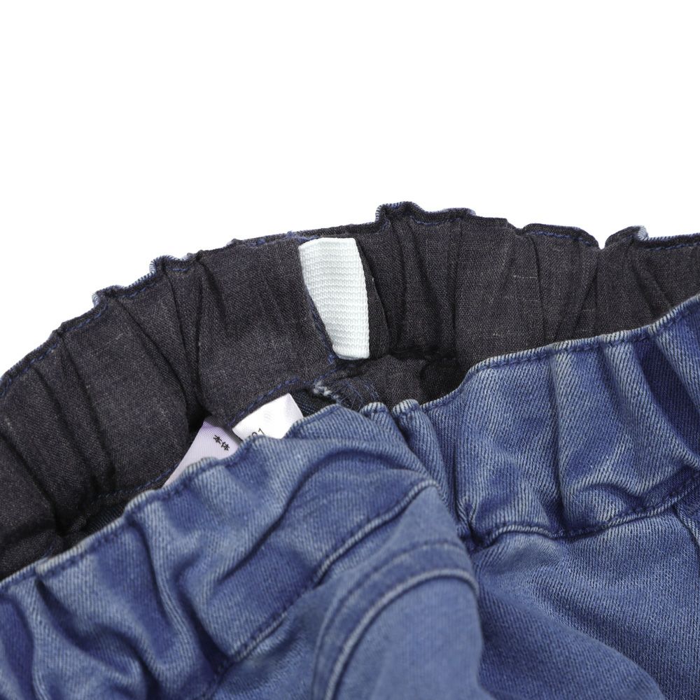 Half pants with stretch denim pockets Blue Design point 2