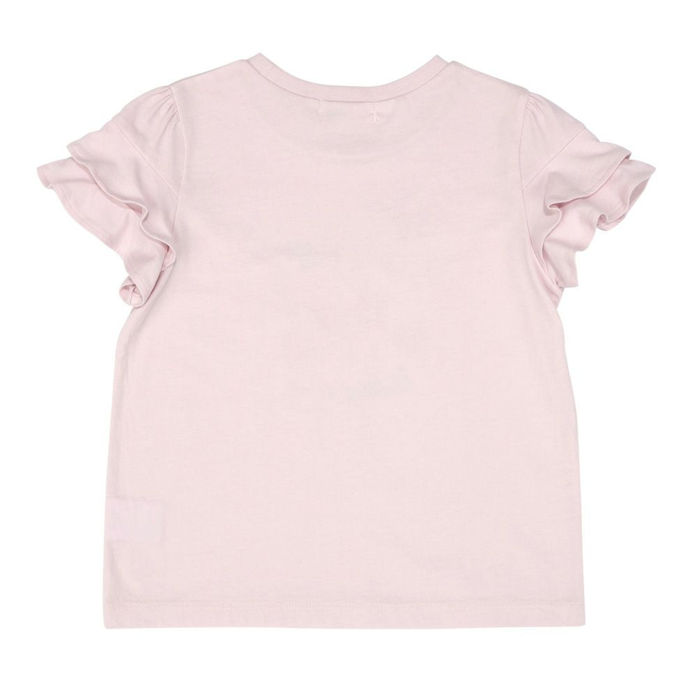 100 % cotton cherry print frills T -shirt Pink back