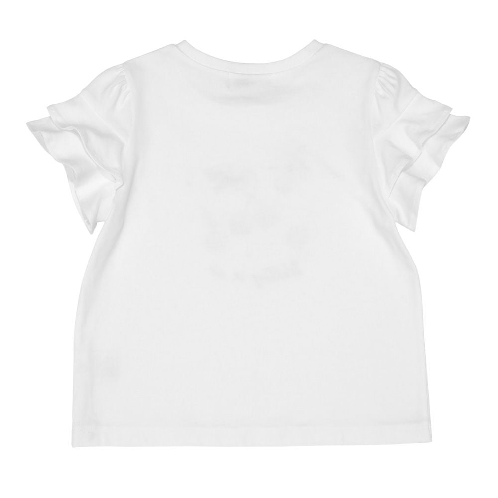 100 % cotton cherry print frills T -shirt Off White back