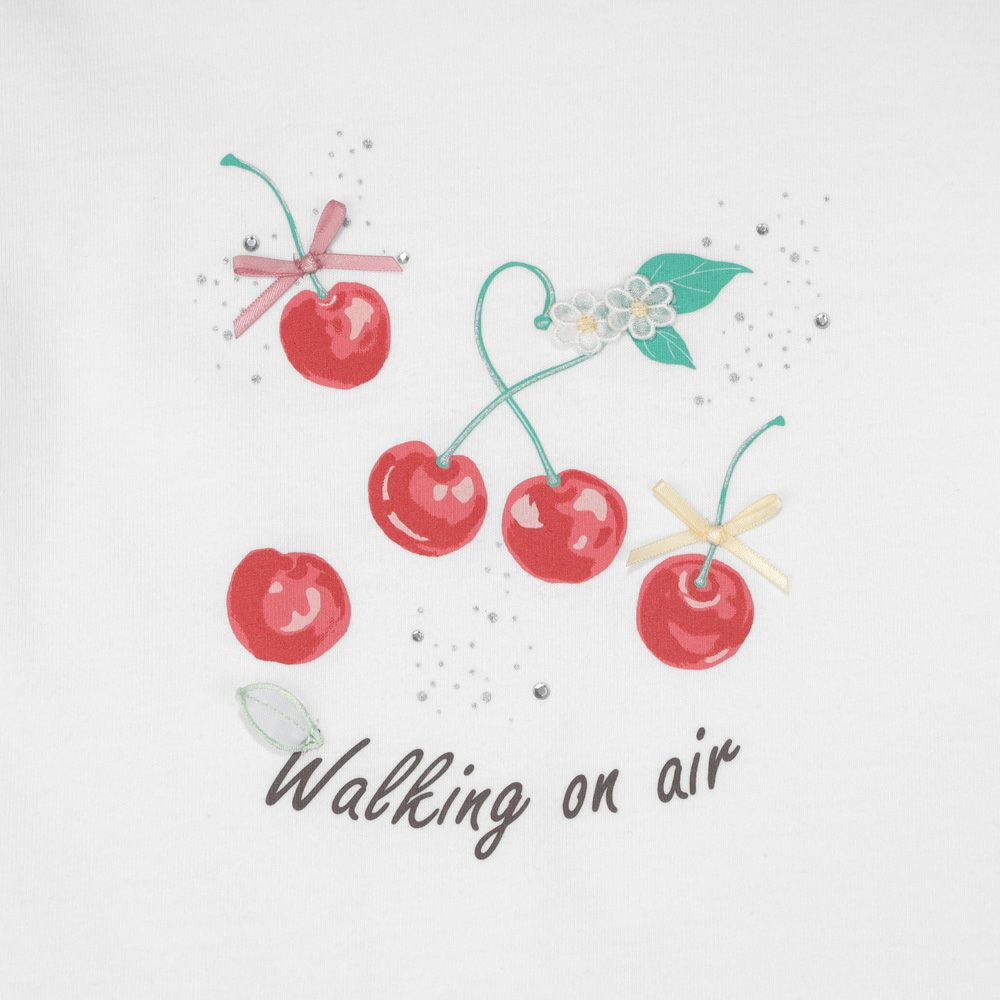 100 % cotton cherry print frills T -shirt Off White Design point 1