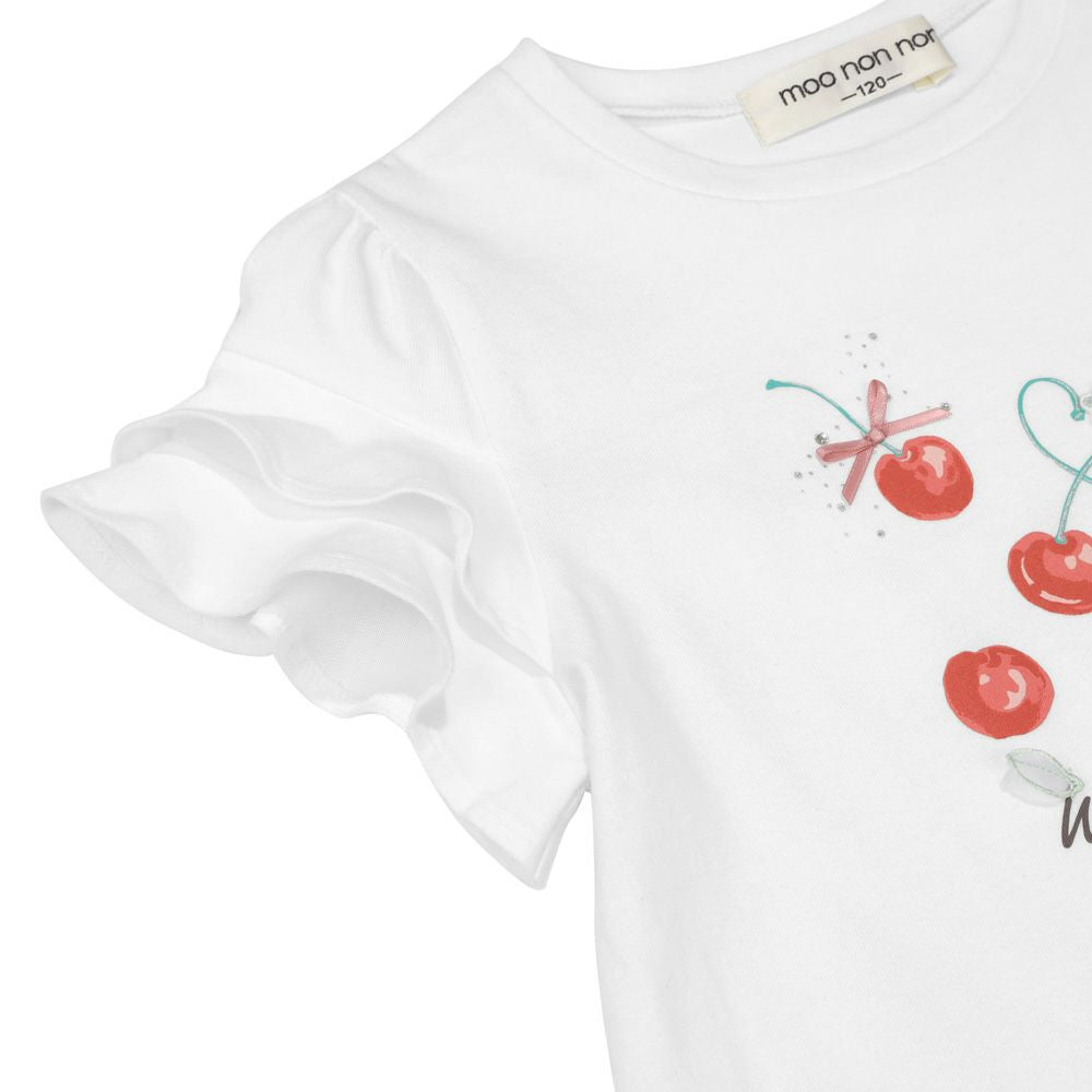 100 % cotton cherry print frills T -shirt Off White Design point 2