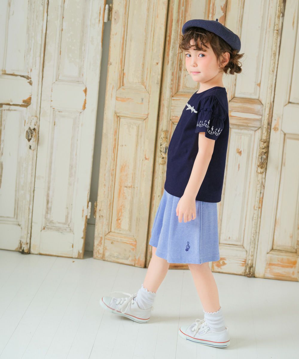 100 % cotton note ribbon frill Navy model image 4