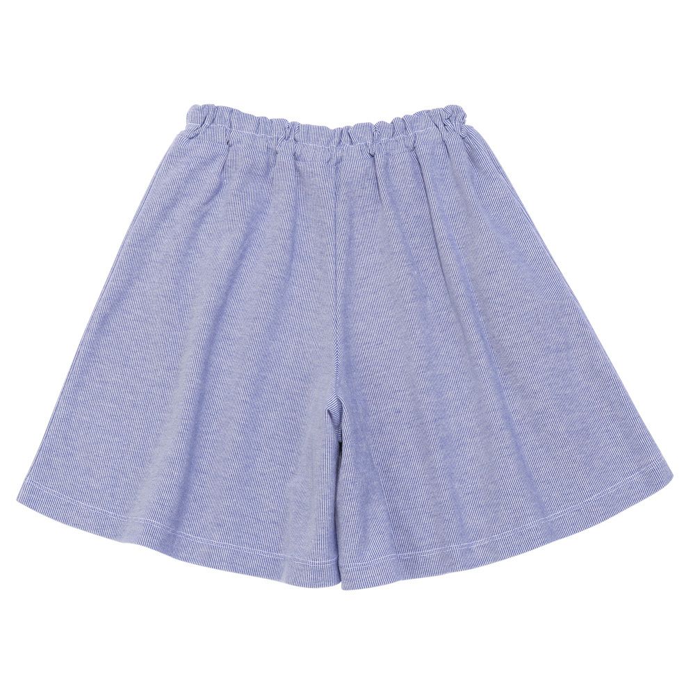 Striped pattern with button with button embroidery culottes Blue back