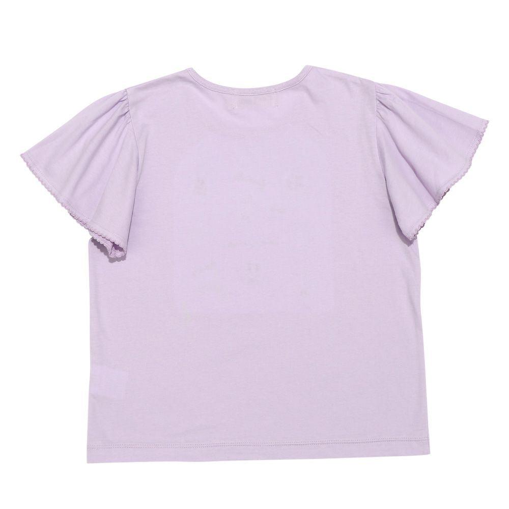 綿100％ リボン付き キラキラ プリント Tシャツ Purple back