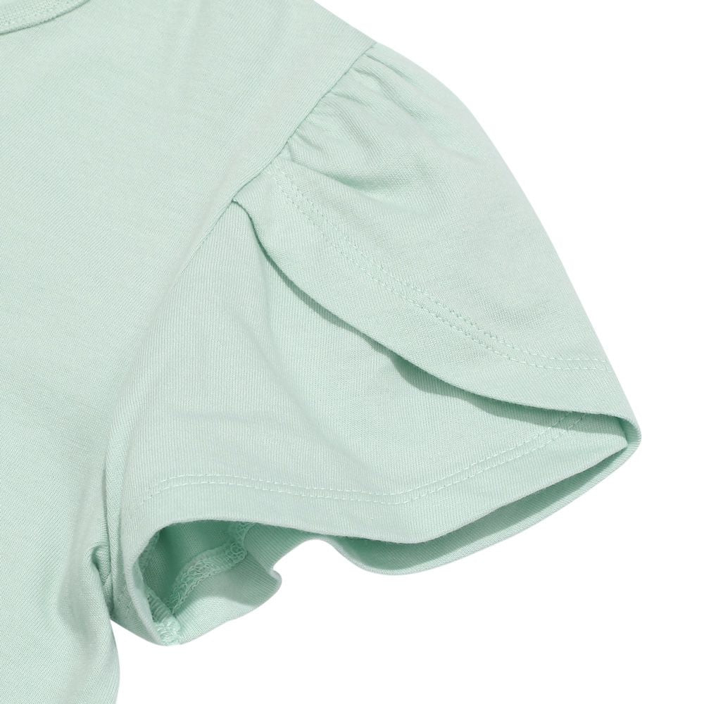 綿100% 音符 リボン付き チューリップ袖 Tシャツ Green Design point 2
