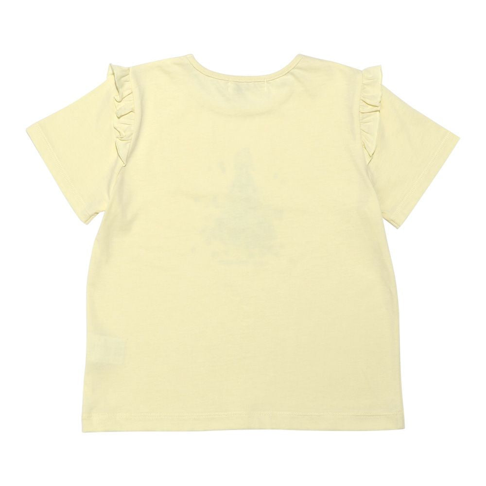 綿100％  女の子 プリント フリル袖 Tシャツ Yellow back