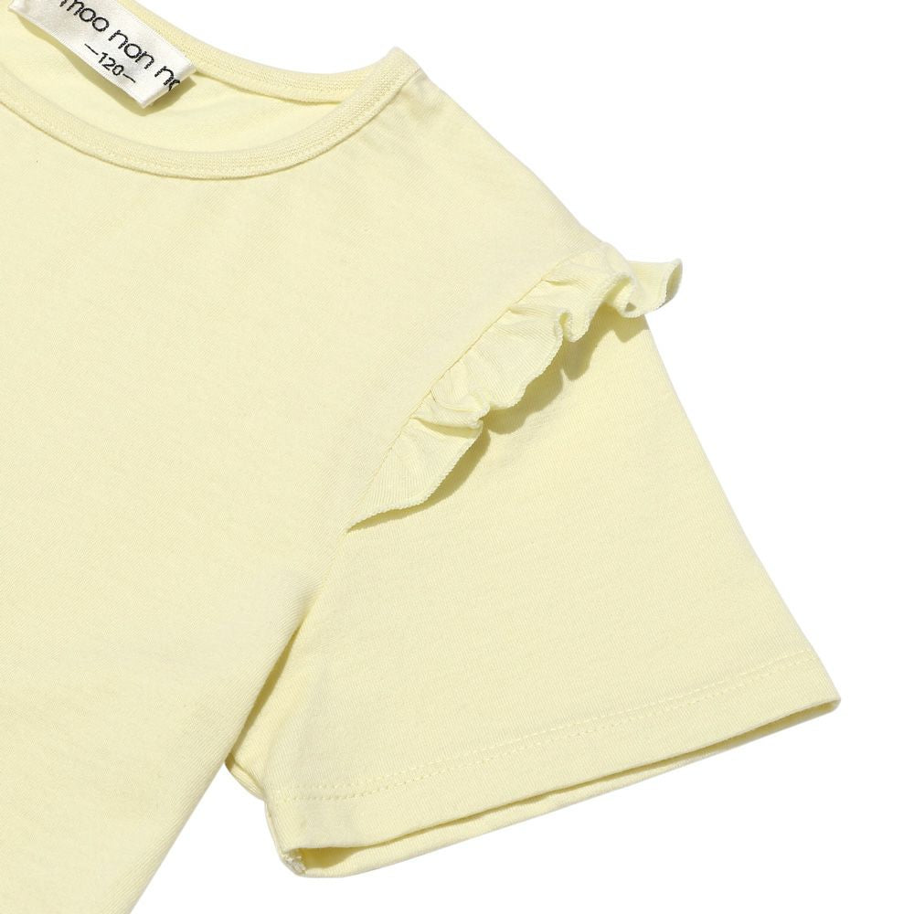 綿100％  女の子 プリント フリル袖 Tシャツ Yellow Design point 2