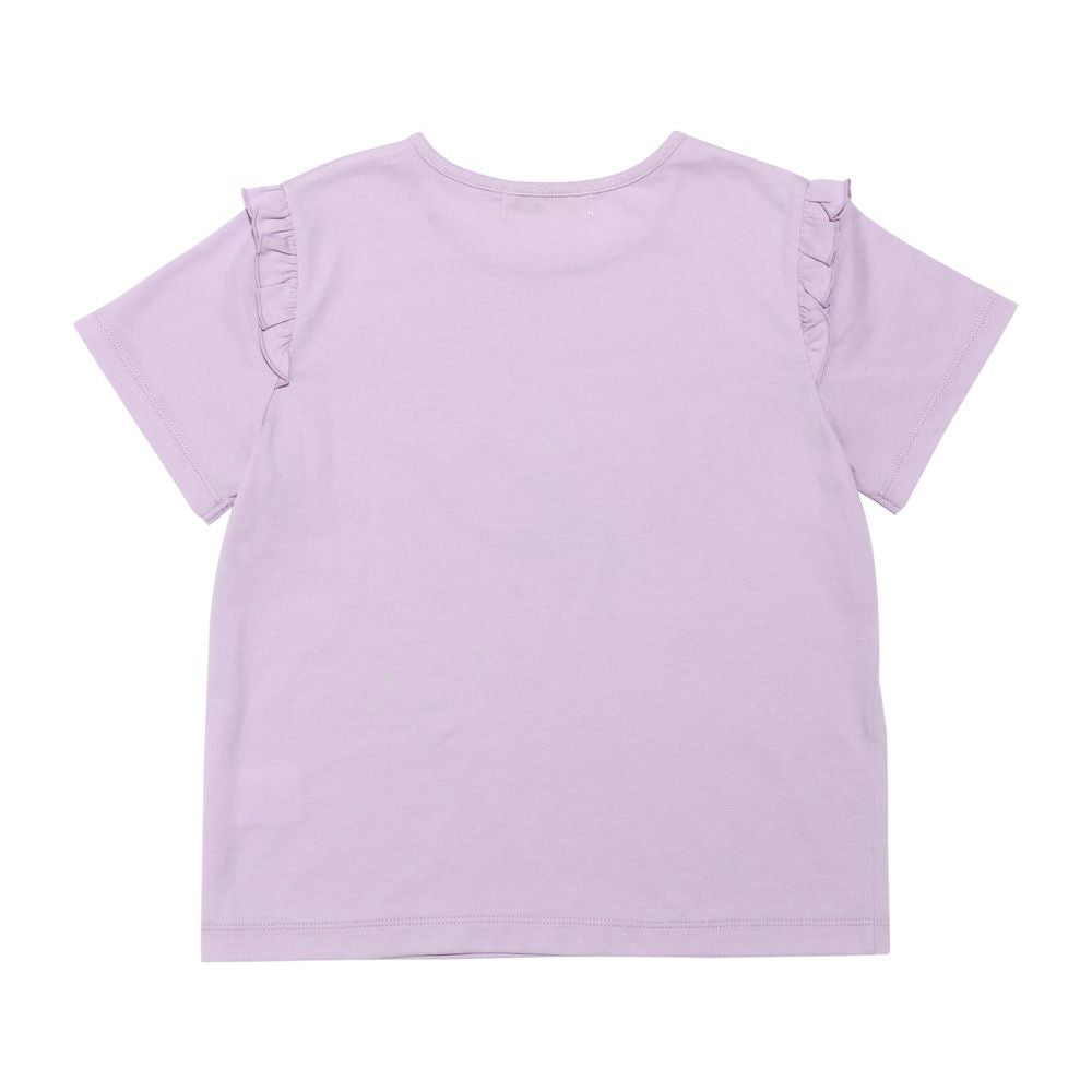綿100％  女の子 プリント フリル袖 Tシャツ Purple back