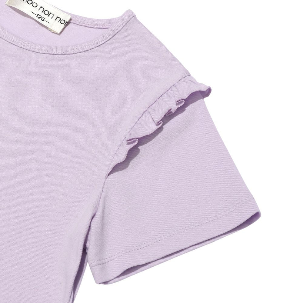 綿100％  女の子 プリント フリル袖 Tシャツ Purple Design point 2
