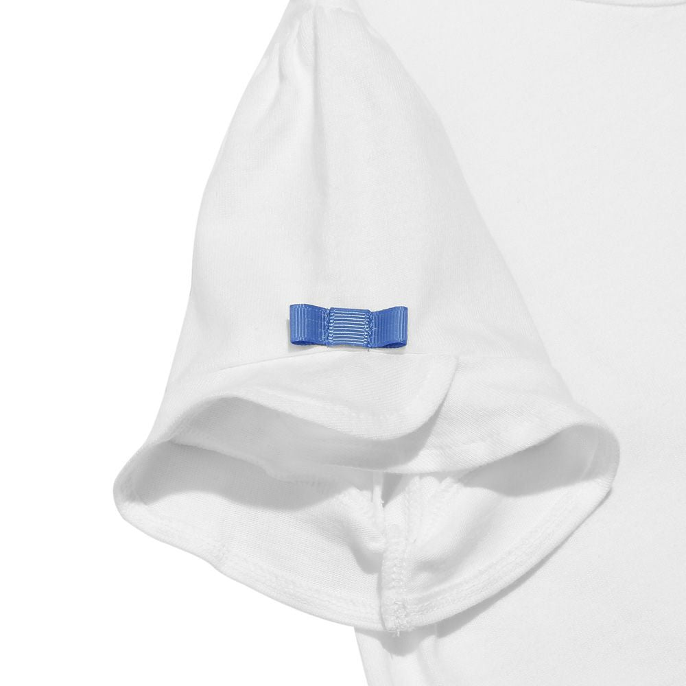 綿100％ リボン 音符柄 Tシャツ Off White Design point 2