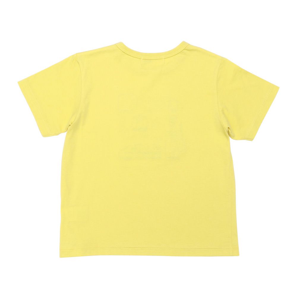 綿100％ 電車 乗り物 刺繍ワッペン Tシャツ Yellow back