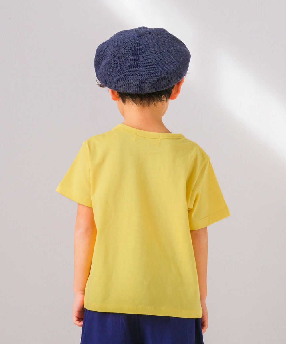 綿100％ 電車 乗り物 刺繍ワッペン Tシャツ Yellow model image 3