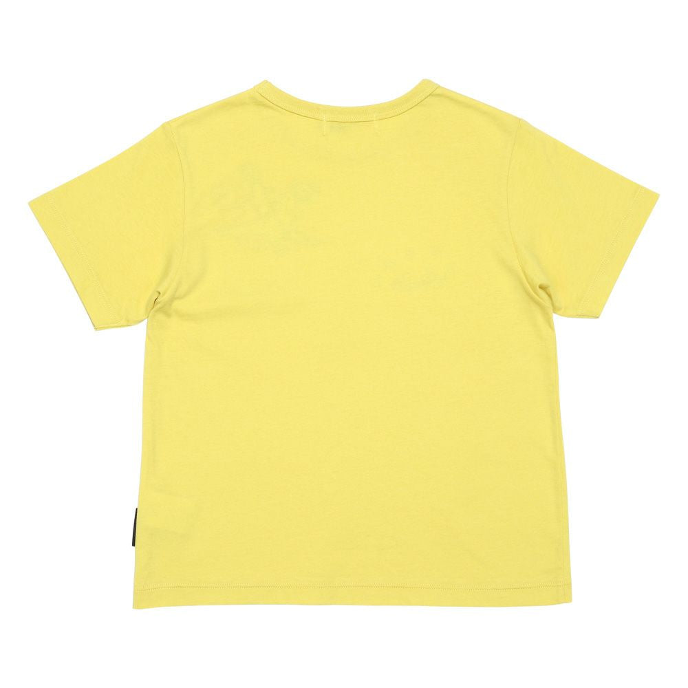 恐竜 刺繍 ポケット Tシャツ Yellow back