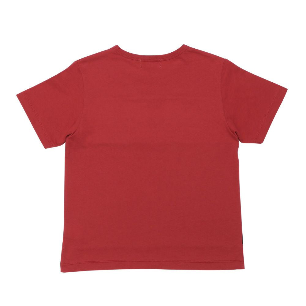 綿100％ ボーダー  刺繍 ワッペン Tシャツ Red back
