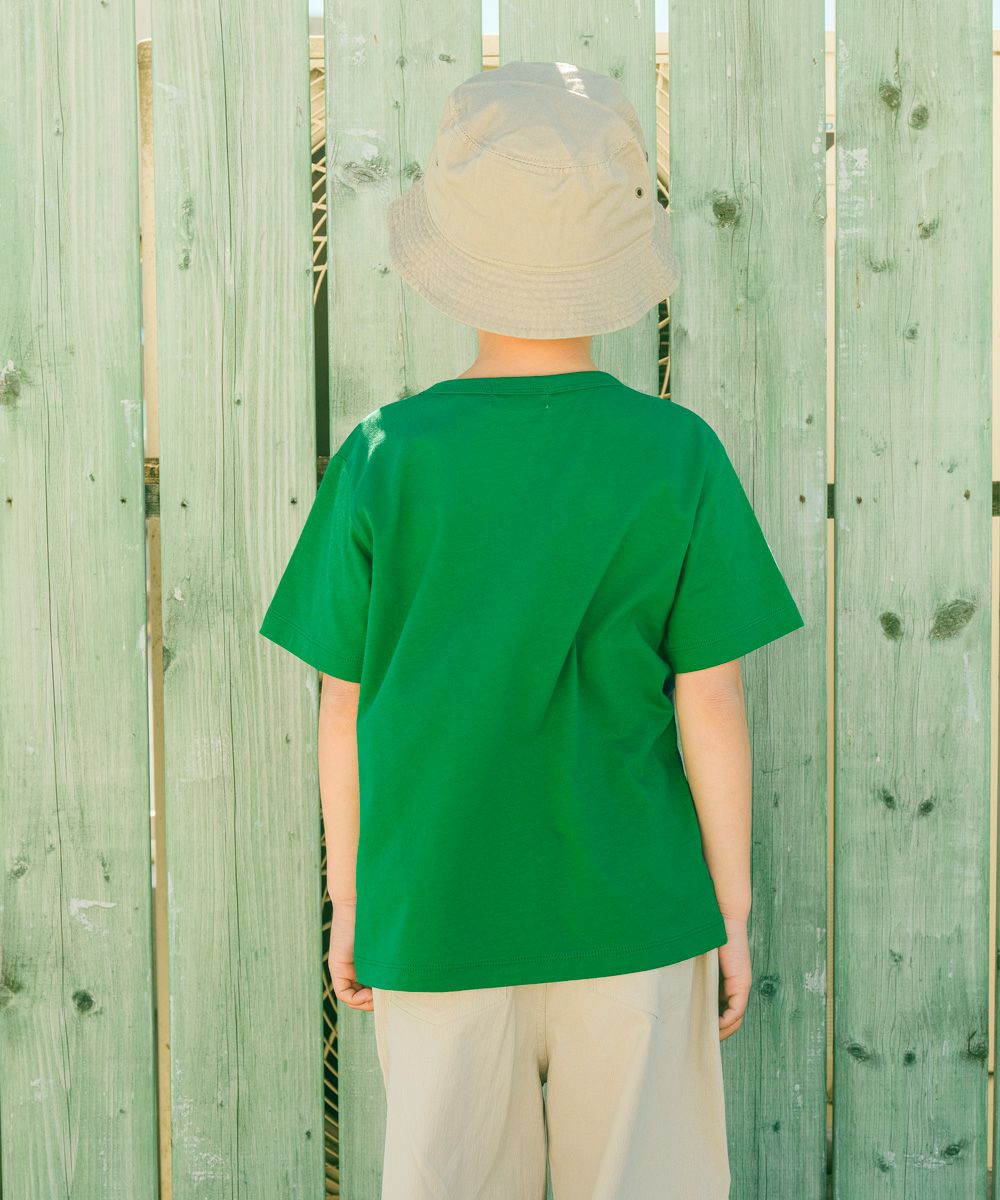 綿100％ ボーダー  刺繍 ワッペン Tシャツ Green model image 1