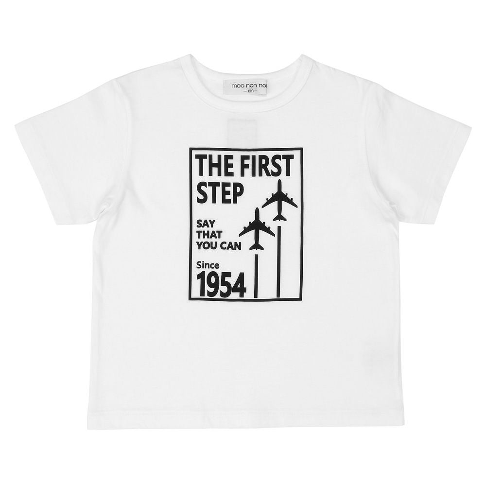 綿100％ 飛行機 ロゴ プリント Tシャツ Off White front