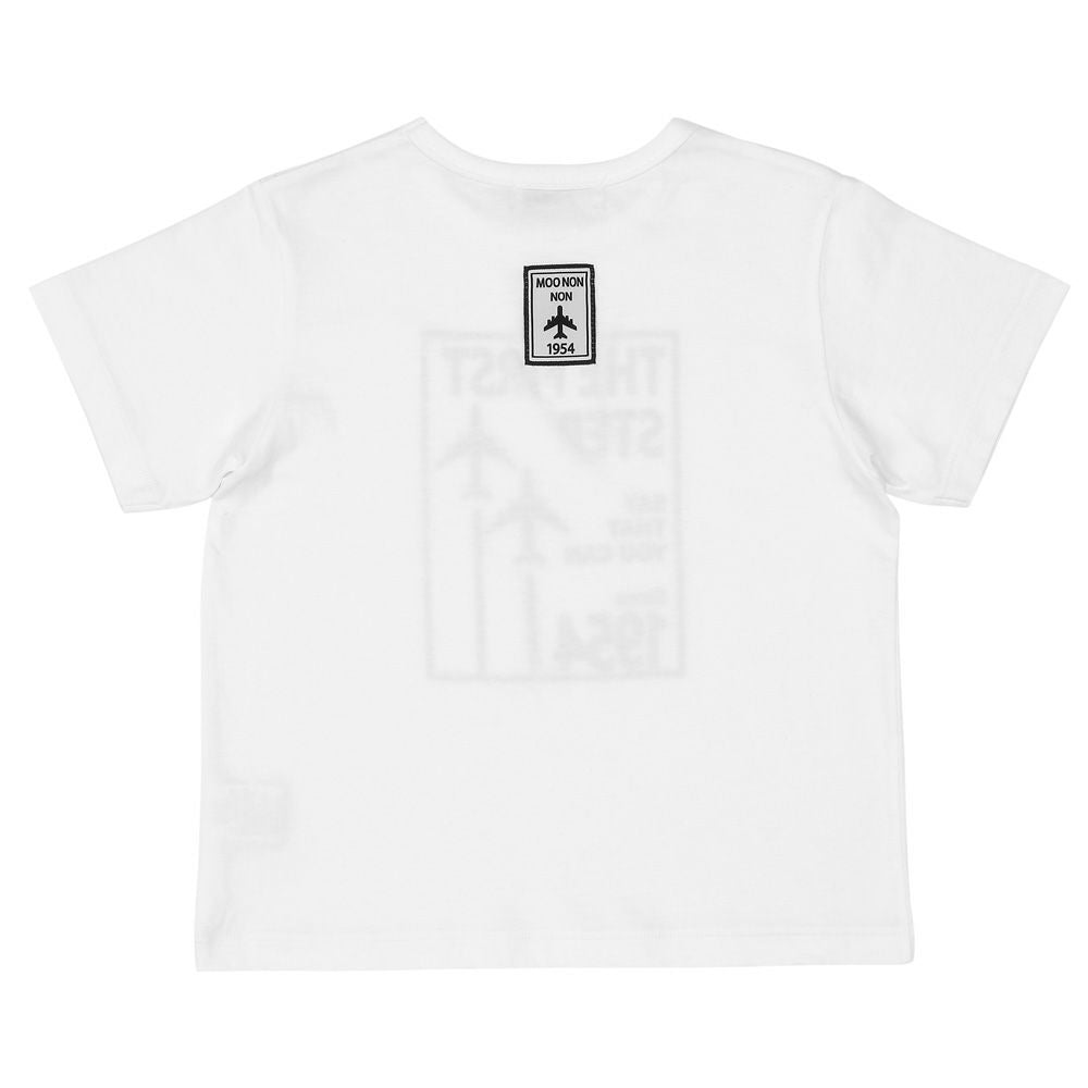 綿100％ 飛行機 ロゴ プリント Tシャツ Off White back