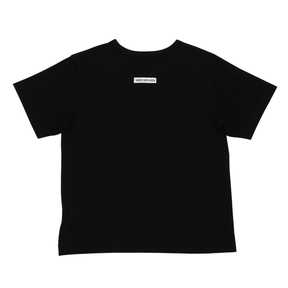 綿100％ ストライプ ロゴ刺繍 Tシャツ Black back