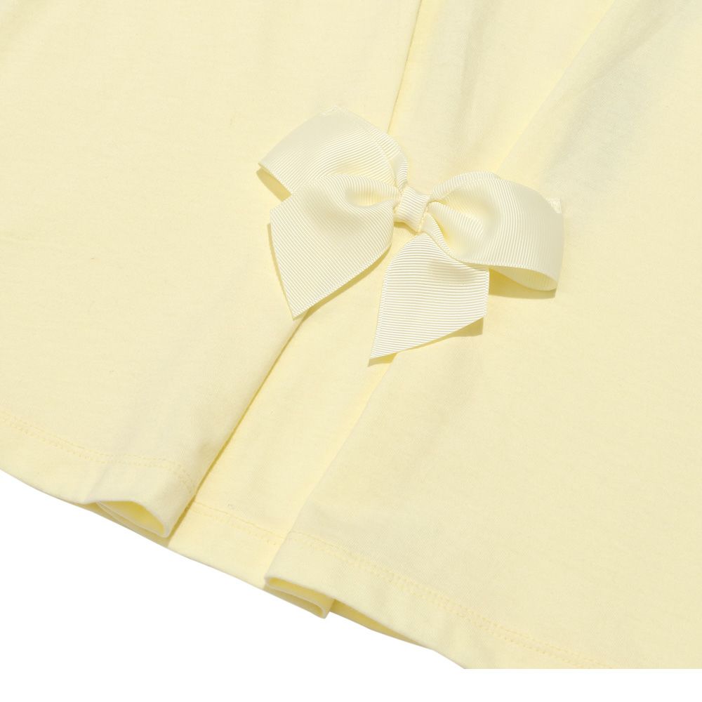 綿100％ お洋服プリント リボン Tシャツ Yellow Design point 2