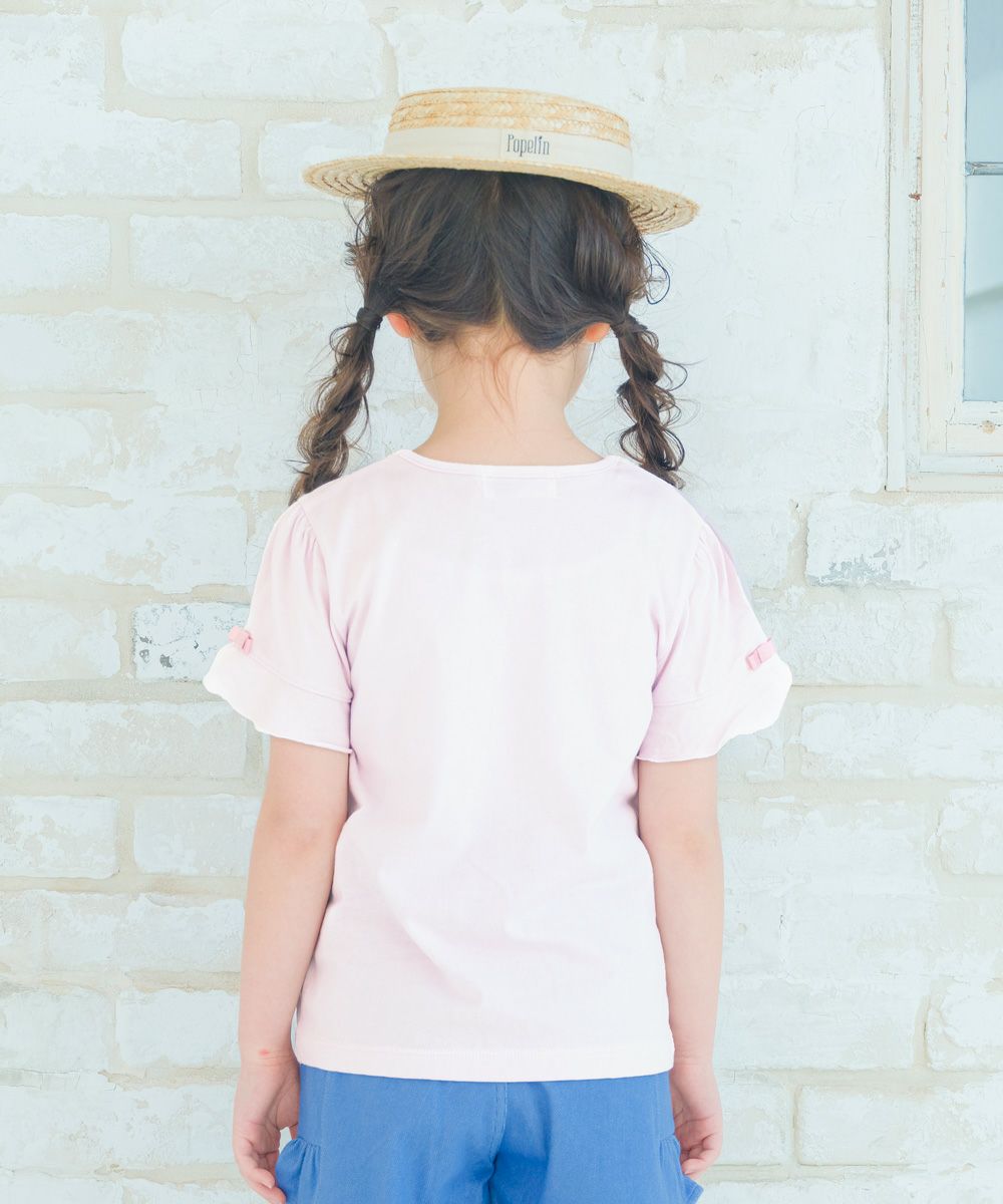 綿100％ 小物モチーフ 裾フリル Tシャツ Pink model image 4
